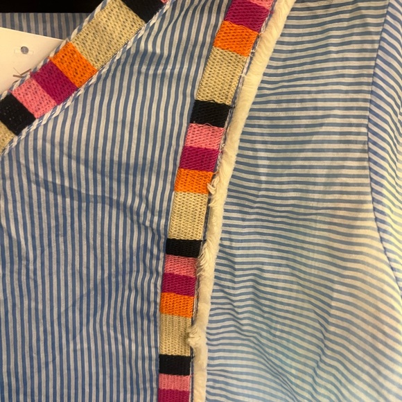 NWT THML Top with Blue Stripes and Colorful Trim - Picture 2 of 5